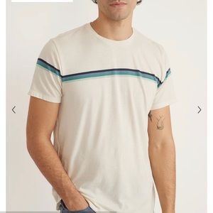 Marine Layer Signature Crew Tee in Natural Green Stripe